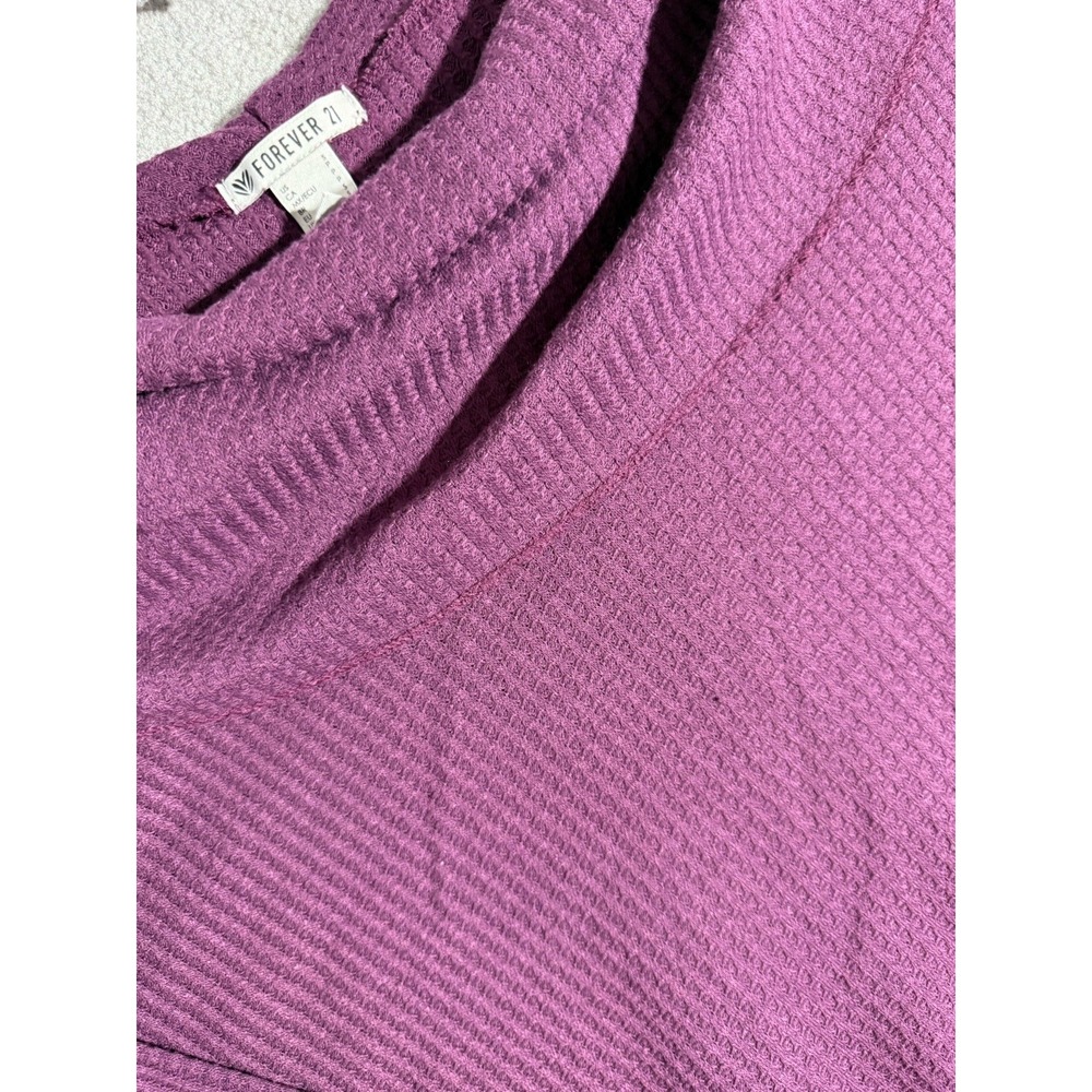 Forever‎ 21 Plum Waffle Weave Top With Cowl Neck Off Shoulder Bottom Cinch Small